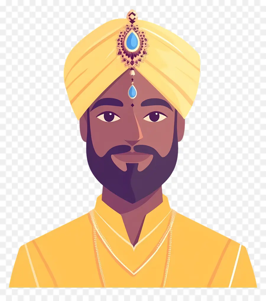 Turban Indien，Homme En Tenue Traditionnelle PNG