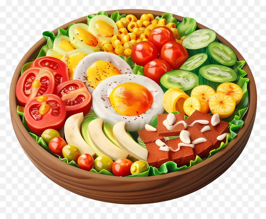 Salade Cobb，Saladier Coloré PNG