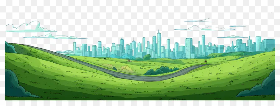 Route De Dessin Animé，Horizon De La Ville PNG