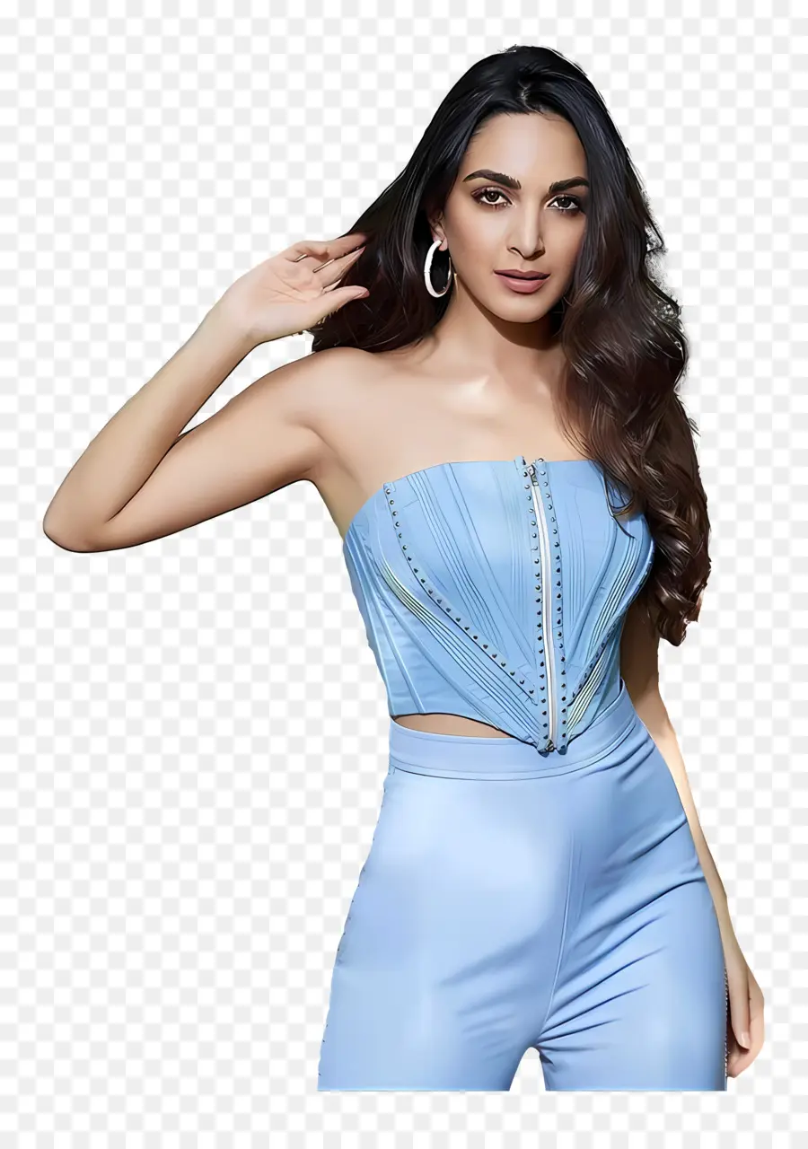 Kiara Advani，Tenue Bleue PNG