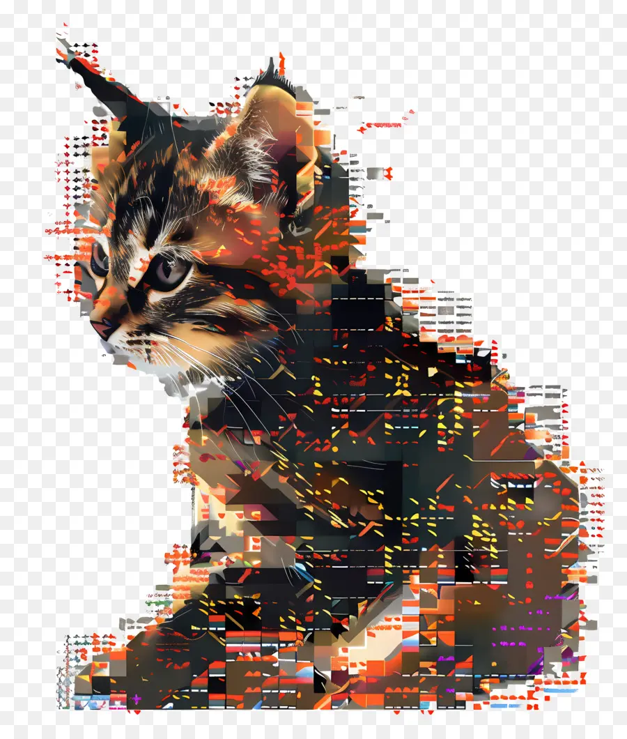 Chat Pixelisé，Chaton Pixélisé PNG