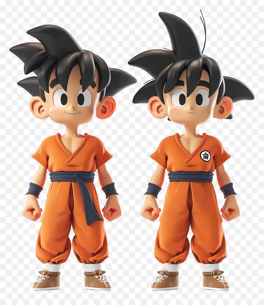 Gokû，Deux Garçons En Tenues Orange PNG