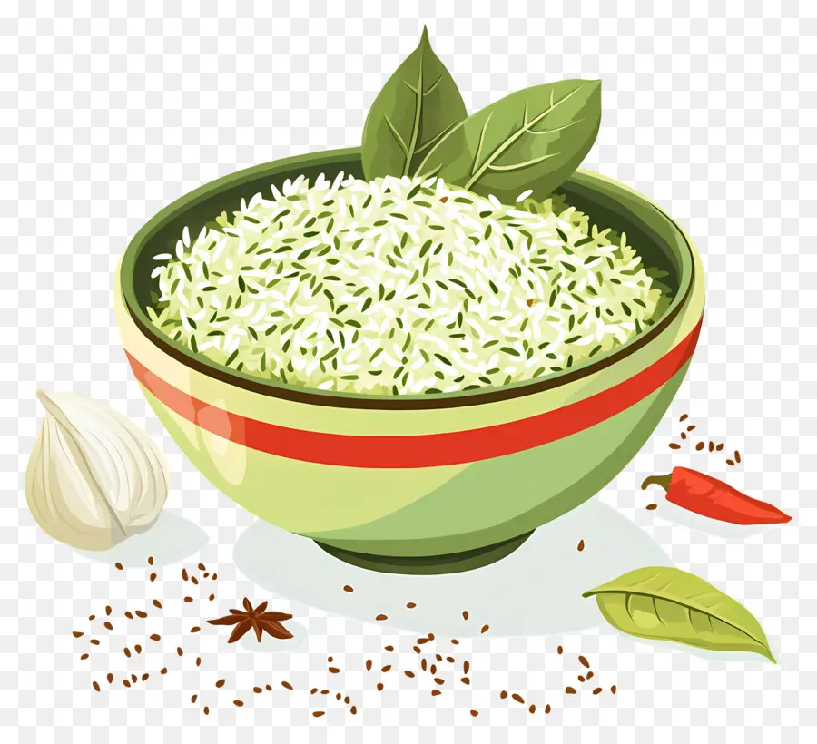 Herbes Et épices，Bol D'herbes Et De Riz PNG