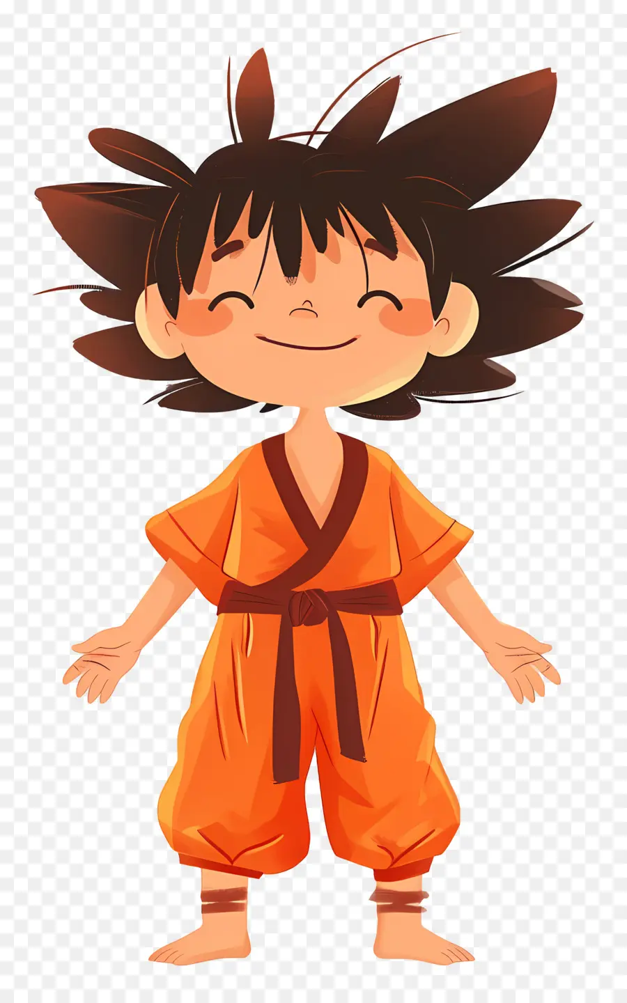 Gokû，Garçon De Dessin Animé En Gi Orange PNG