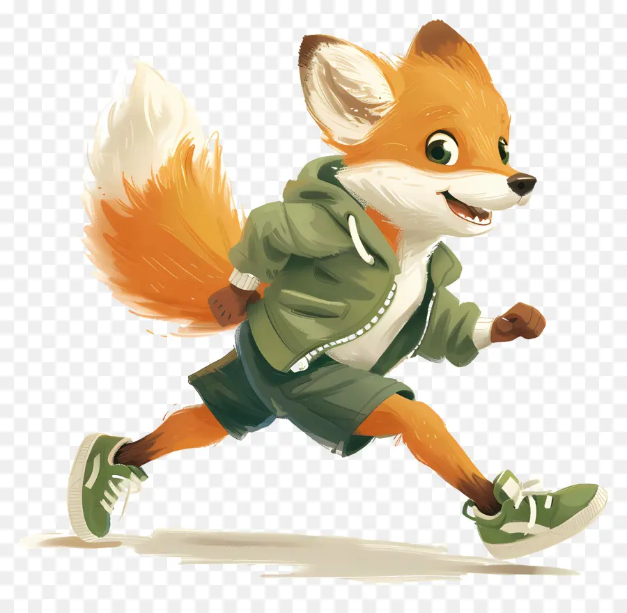 Renard Mignon，Renard En Veste Verte PNG