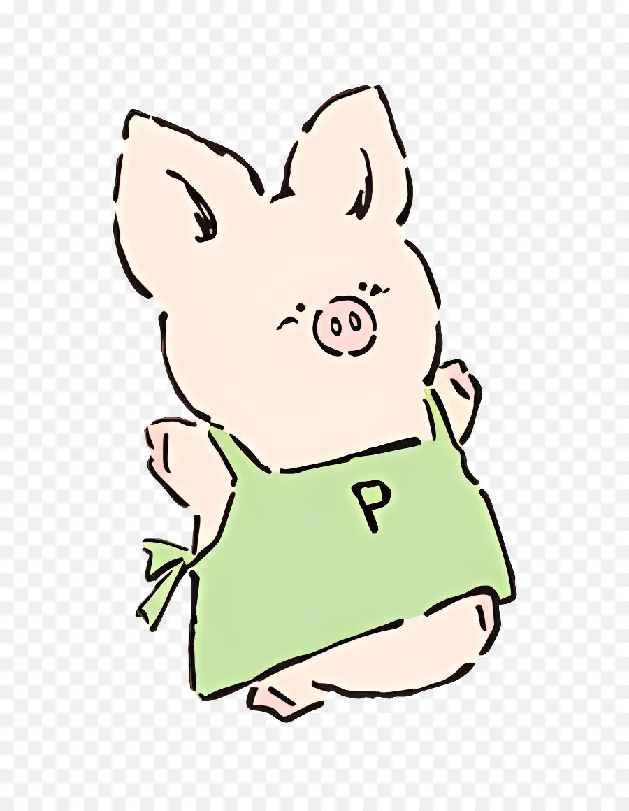 Zashikibuta，Cochon Mignon En Tablier Vert PNG