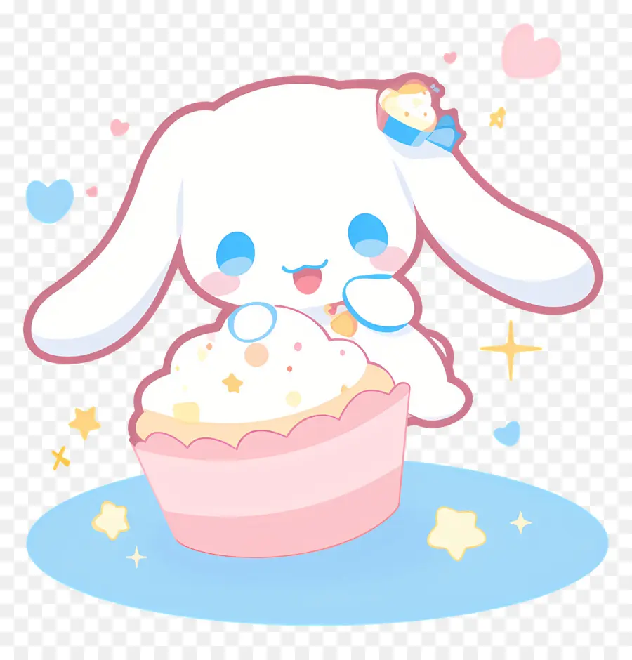 Cannelle Mignonne，Lapin Mignon Avec Cupcake PNG