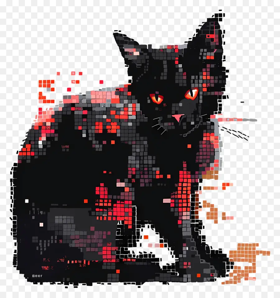 Chat Pixelisé，Chat Pixélisé PNG