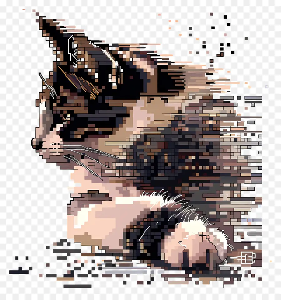 Chat Pixelisé，Chat Pixélisé PNG