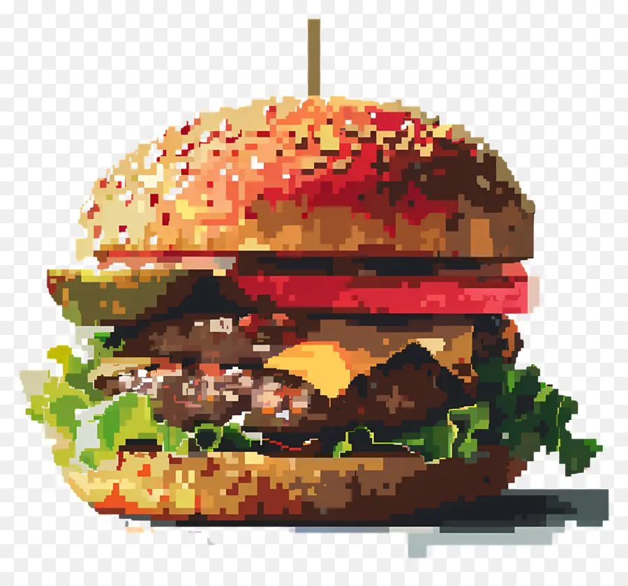 Hamburger Aux Pixels，Burger Pixel PNG