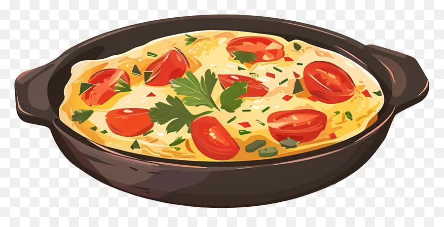 Omelette Espagnole，Omelette Dans Une Poêle PNG