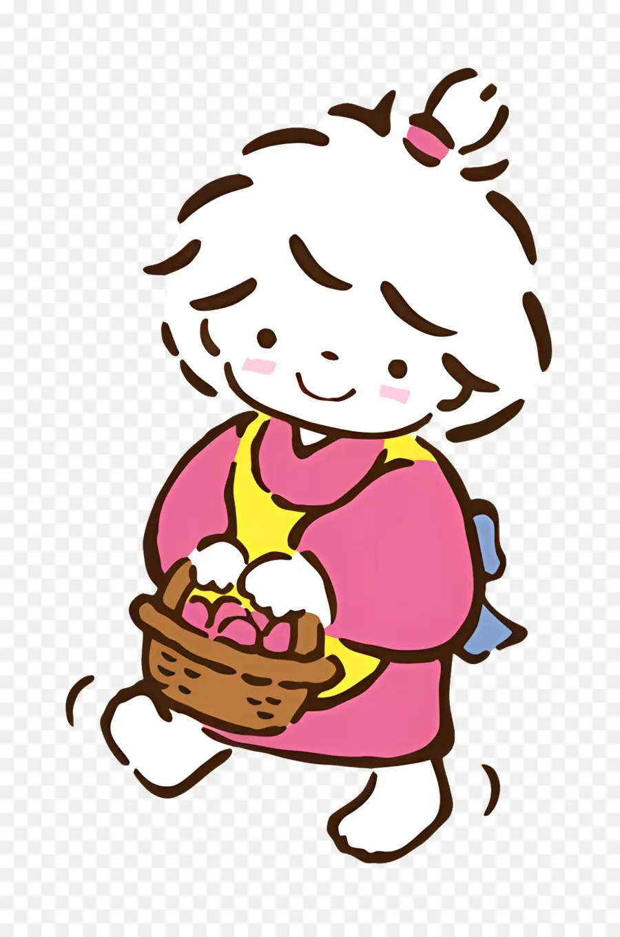 Petit Poème，Personnage Mignon Avec Panier PNG