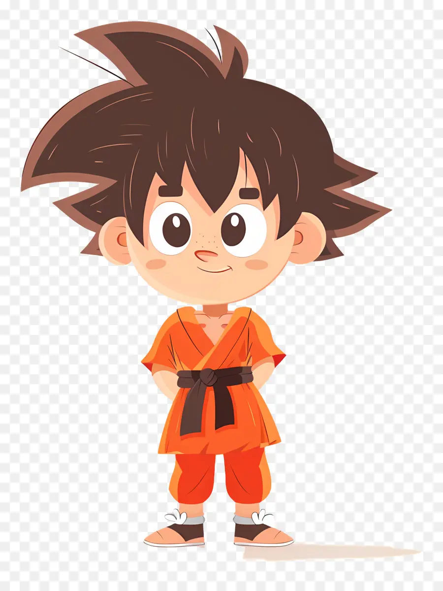 Gokû，Garçon En Tenue Orange PNG