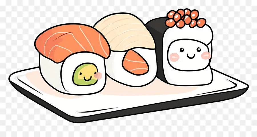 Rouleau De Sushi，Sushis Kawaii PNG