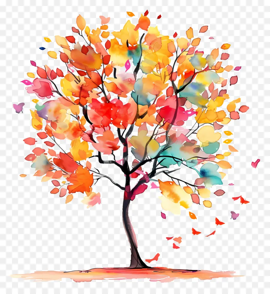 Arbre Aquarelle，Arbre Coloré PNG