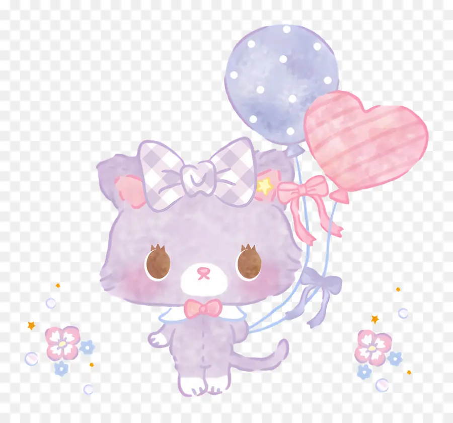 Mewkledreamy，Chat Mignon Avec Des Ballons PNG