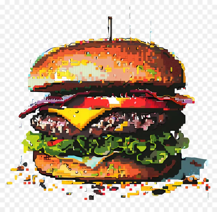 Hamburger Aux Pixels，Burger Pixel PNG