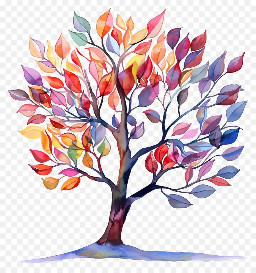 Arbre Aquarelle，Arbre Coloré PNG