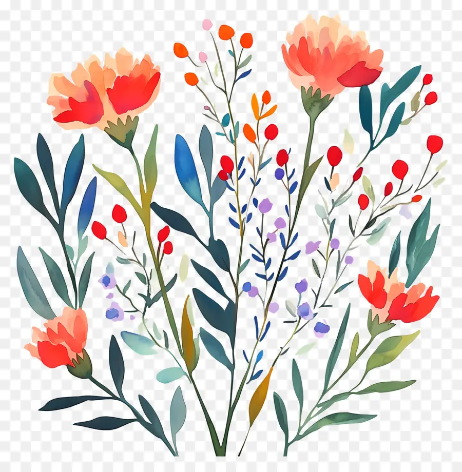 œillets，Illustration Florale PNG