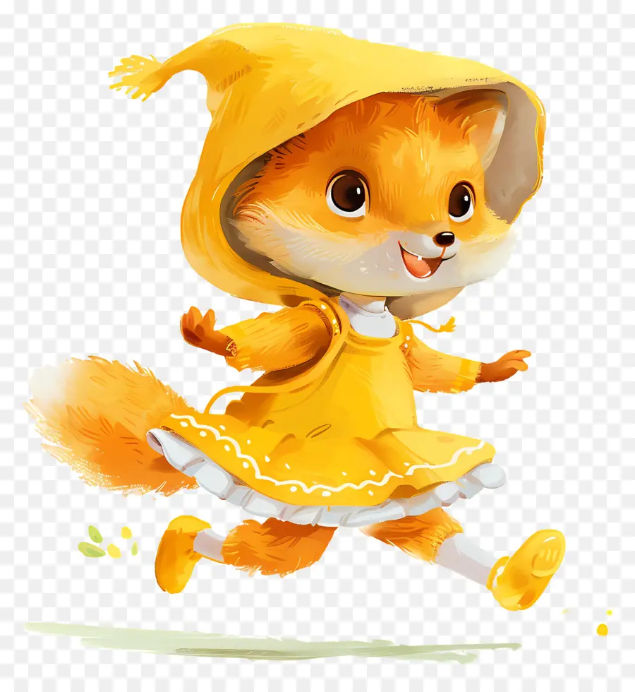 Petit Renard，Renard En Robe Jaune PNG