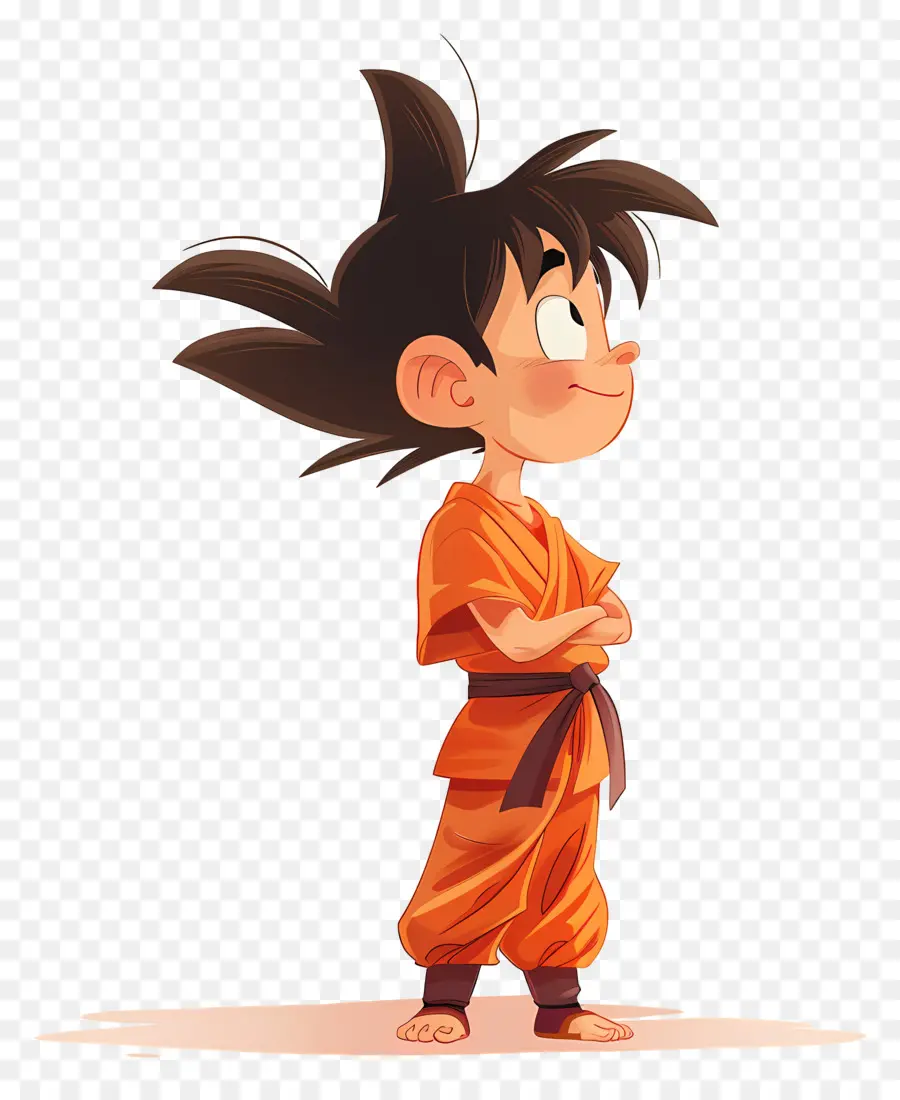 Gokû，Garçon En Tenue Orange PNG