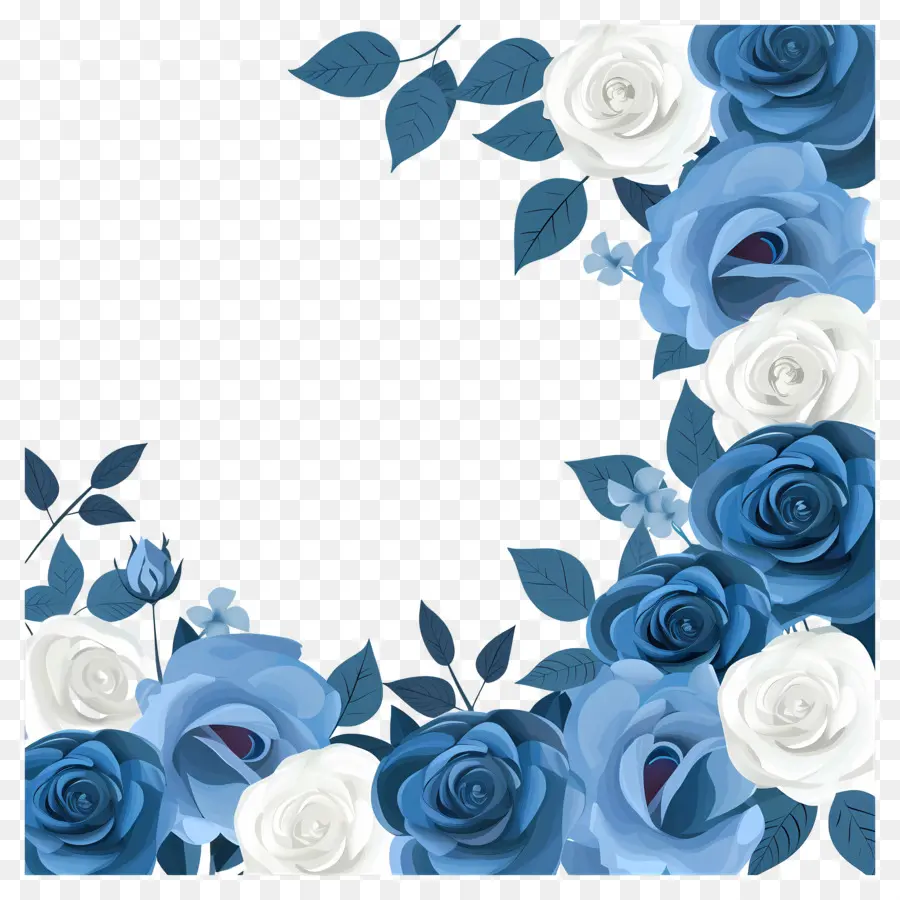 Coin Des Fleurs，Roses Bleues Et Blanches PNG