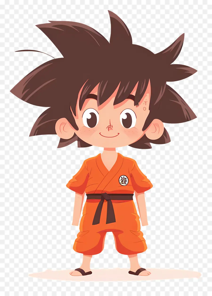 Gokû，Garçon En Tenue Orange PNG