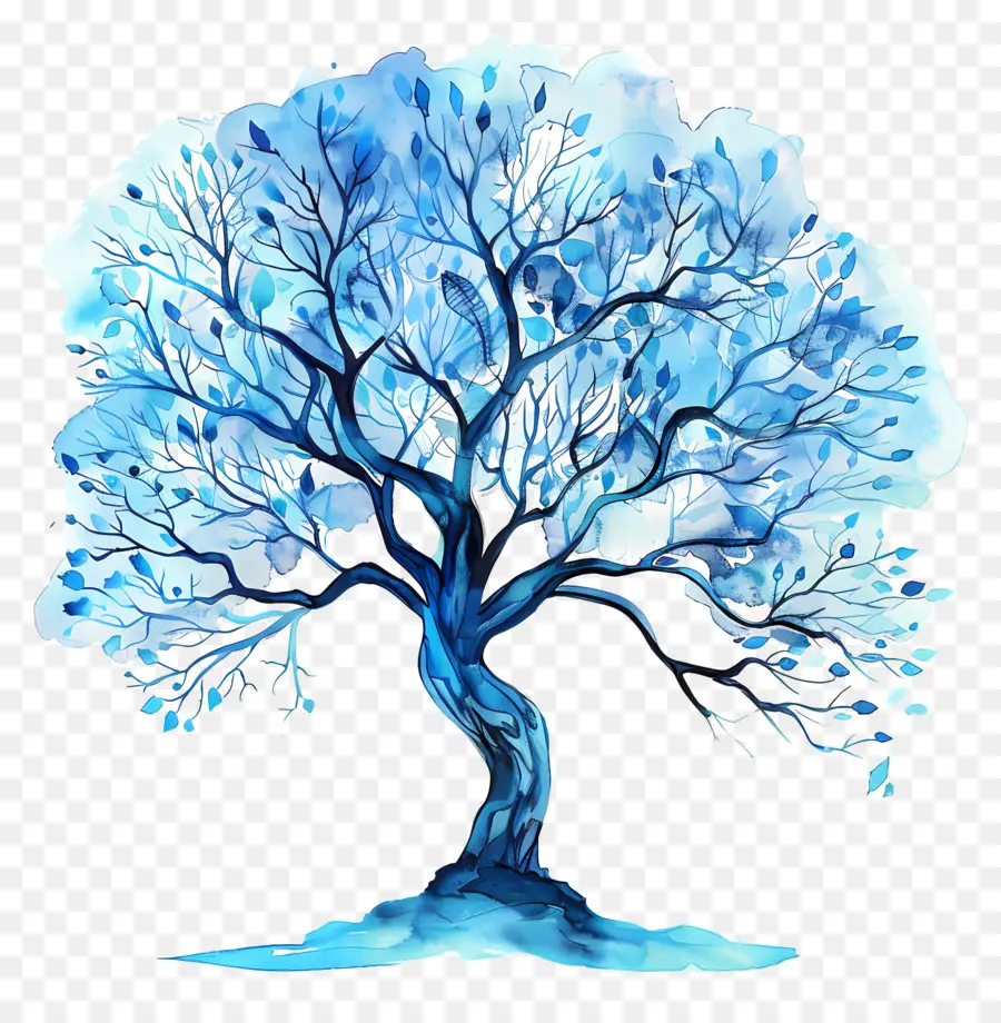 Arbre Aquarelle，Arbre Bleu PNG