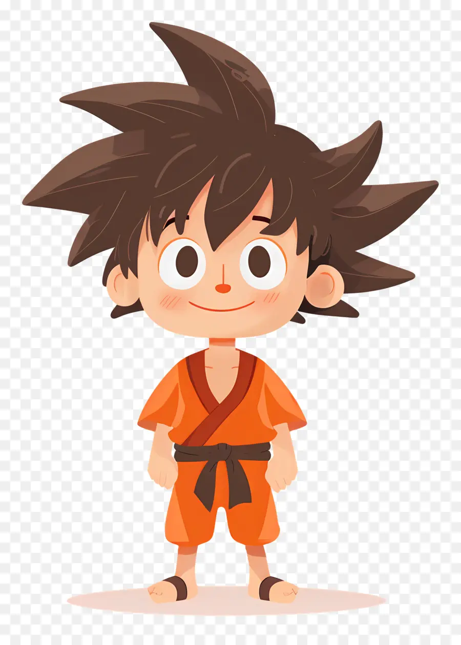 Gokû，Garçon En Tenue Orange PNG