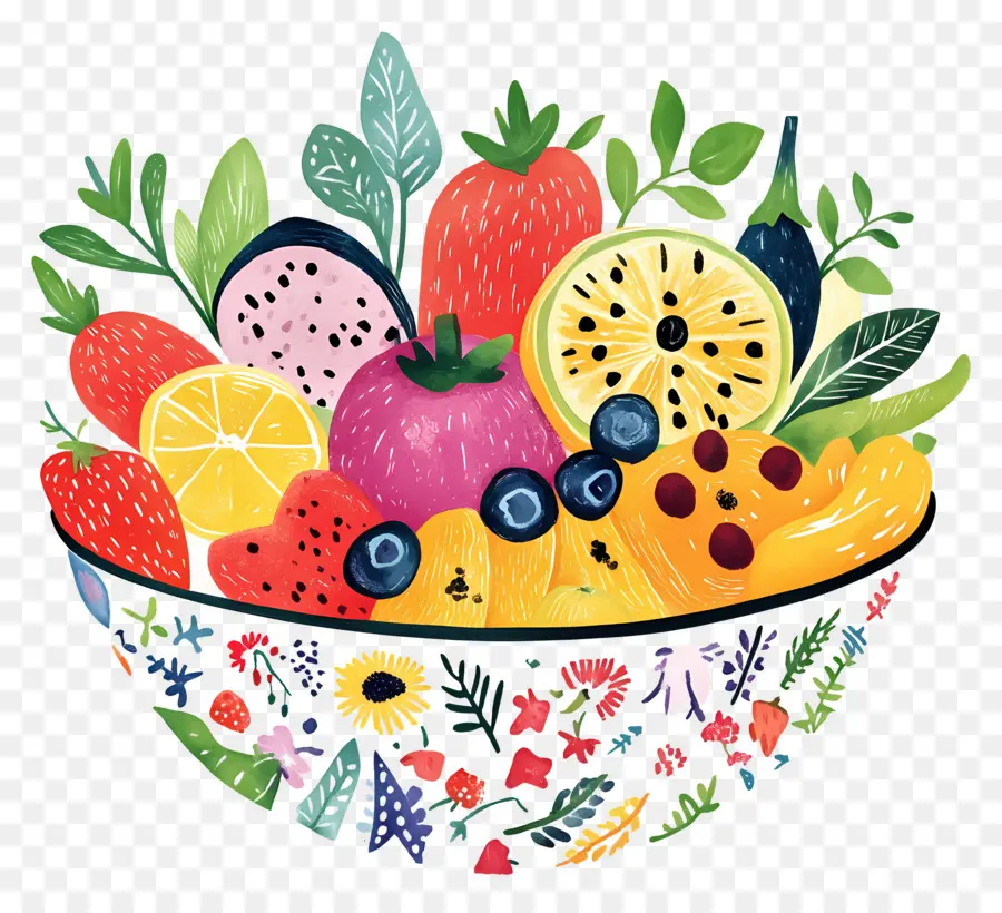 Fruits Et Légumes，Bol De Fruits Coloré PNG