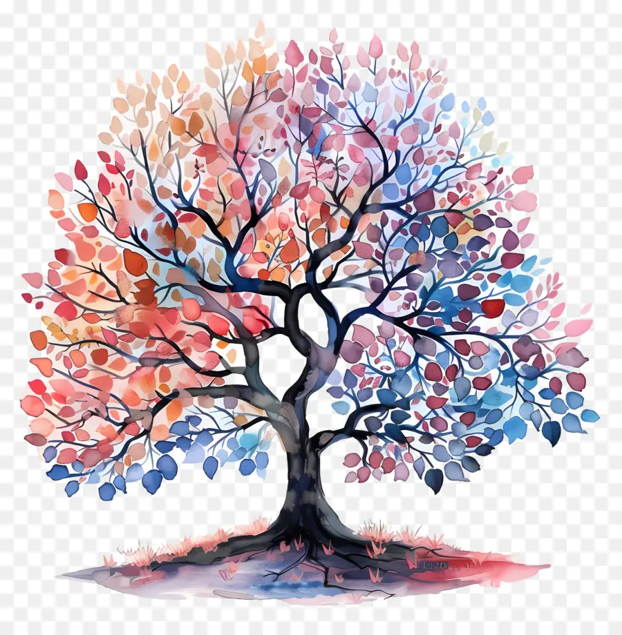 Arbre Aquarelle，Arbre Bleu PNG