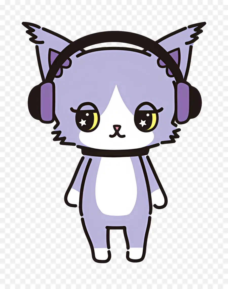 Beatcats，Chat Violet Avec Des écouteurs PNG