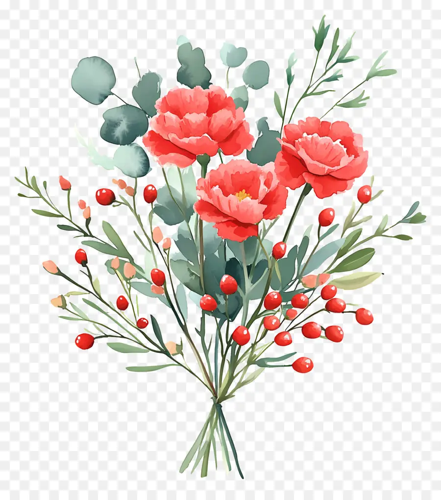 œillets，Fleurs Aquarelles PNG