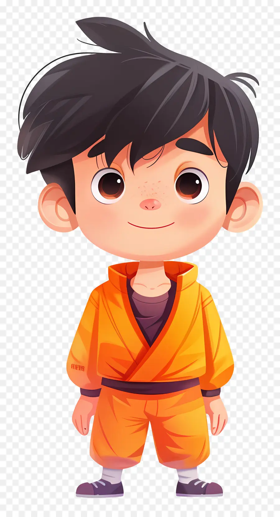 Gokû，Garçon De Dessin Animé En Survêtement Orange PNG