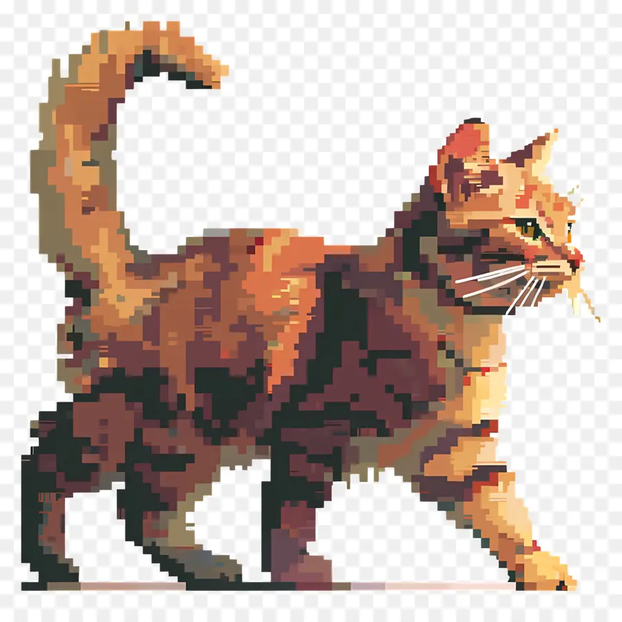 Chat Pixelisé，Chat Orange Pixélisé PNG