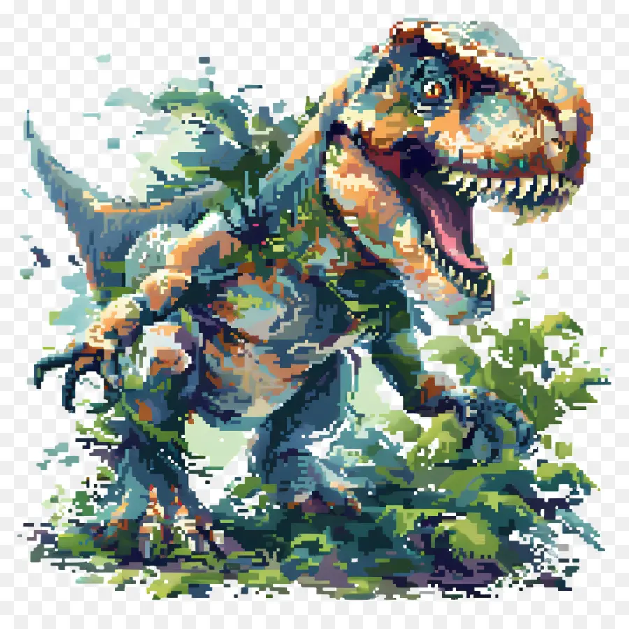 Dinosaure Pixelisé，Dinosaure Vert PNG