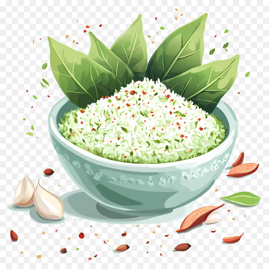 Herbes Et épices，Bol D'herbes Et De Riz PNG