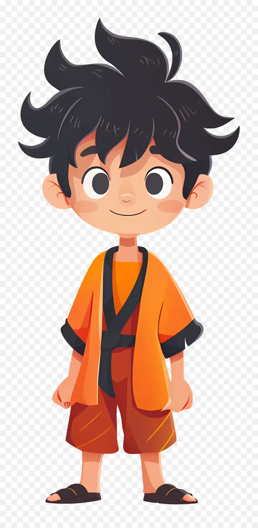 Gokû，Garçon De Dessin Animé En Tenue Orange PNG