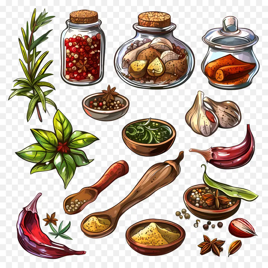 Herbes Et épices，Pots PNG