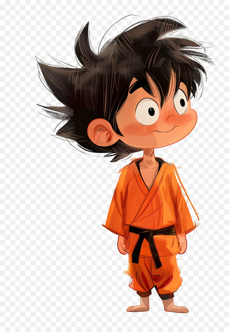 Gokû，Garçon En Tenue Orange PNG