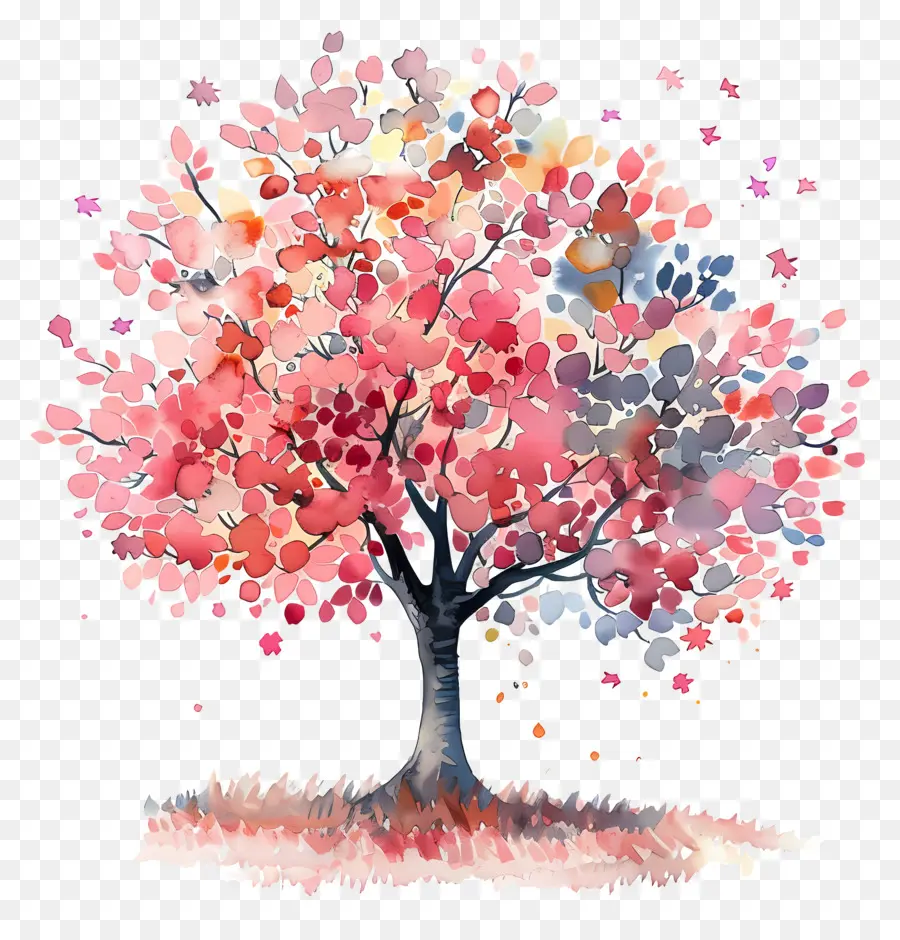 Arbre Aquarelle，Arbre Coloré PNG