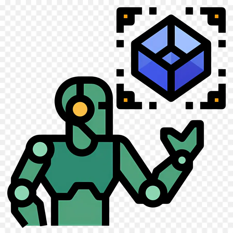 Intelligence Artificielle，Robot Avec Cube PNG