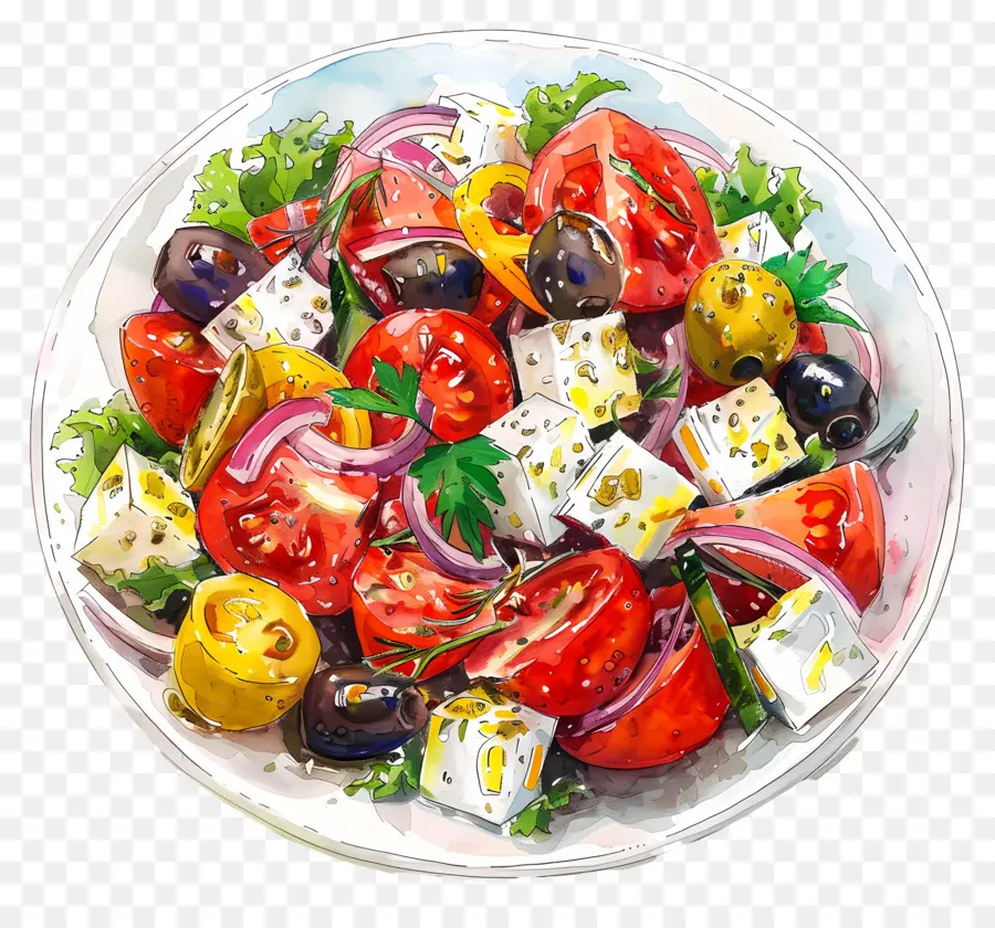 Salade Grecque，Salade Colorée PNG