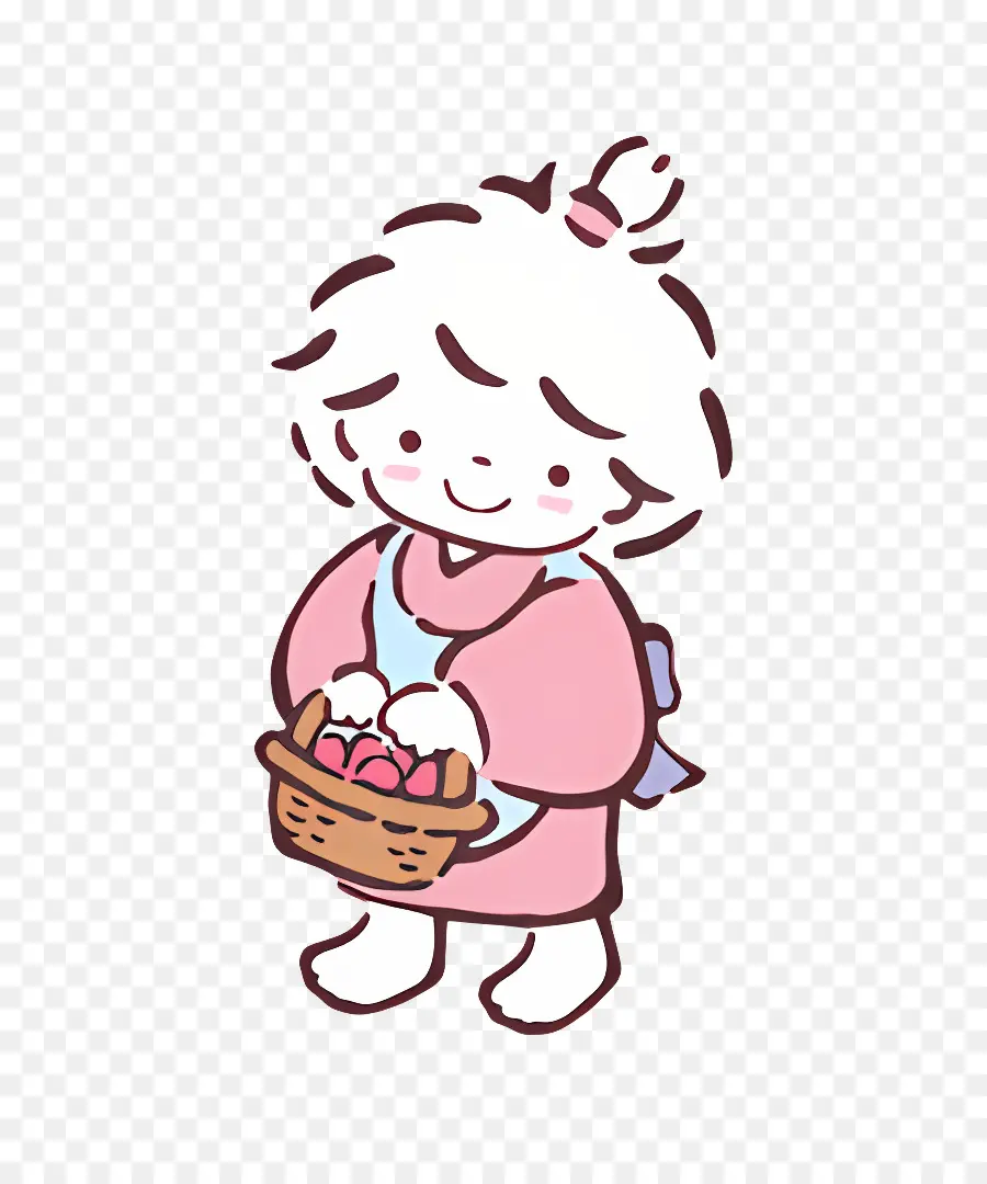 Petit Poème，Personnage Mignon Avec Panier PNG