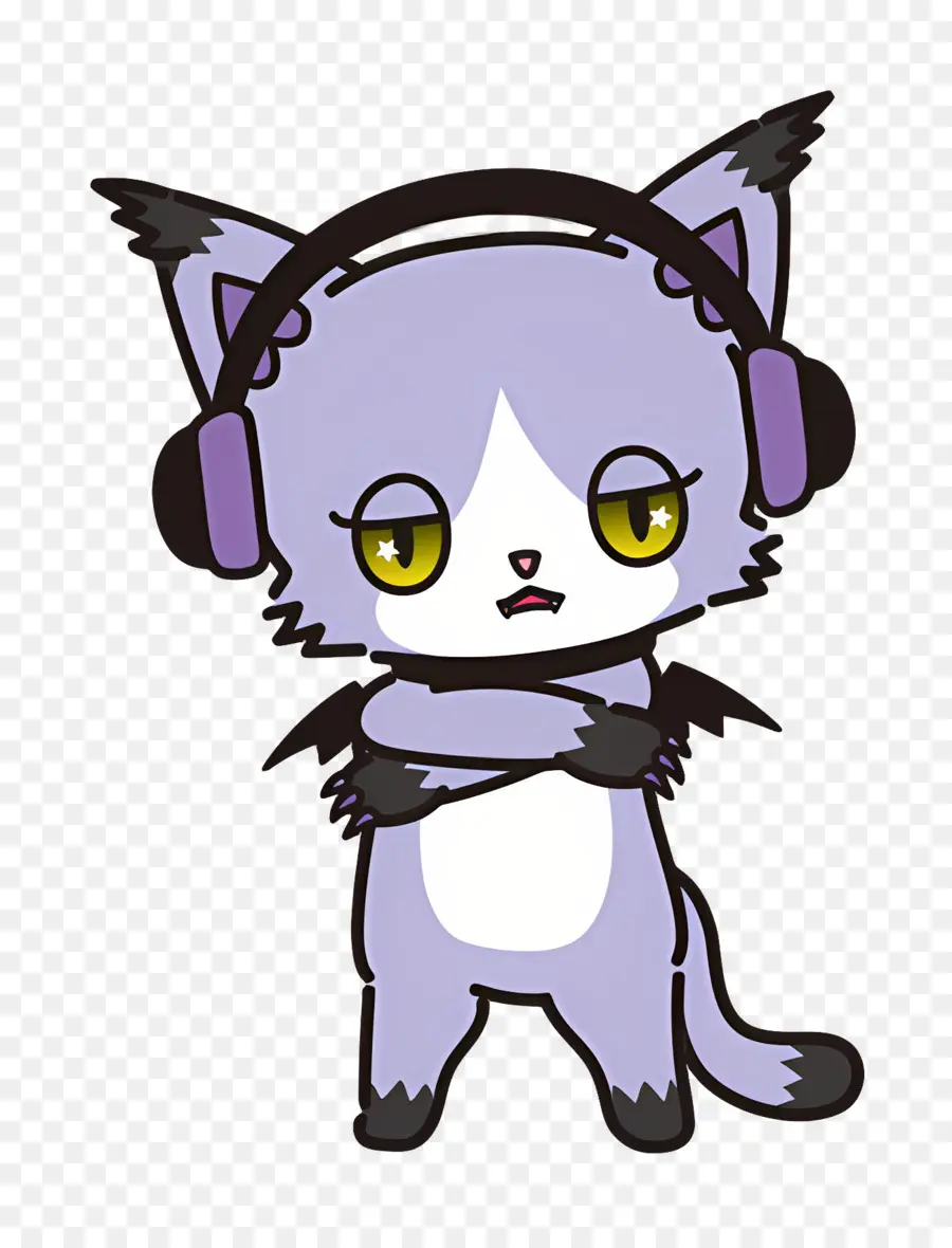 Beatcats，Chat Violet Avec Des écouteurs PNG