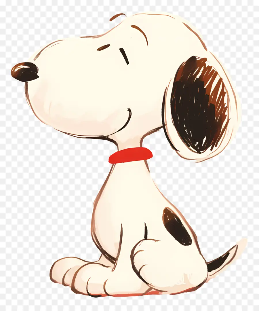 Snoopy，Chien De Dessin Animé Avec Collier Rouge PNG