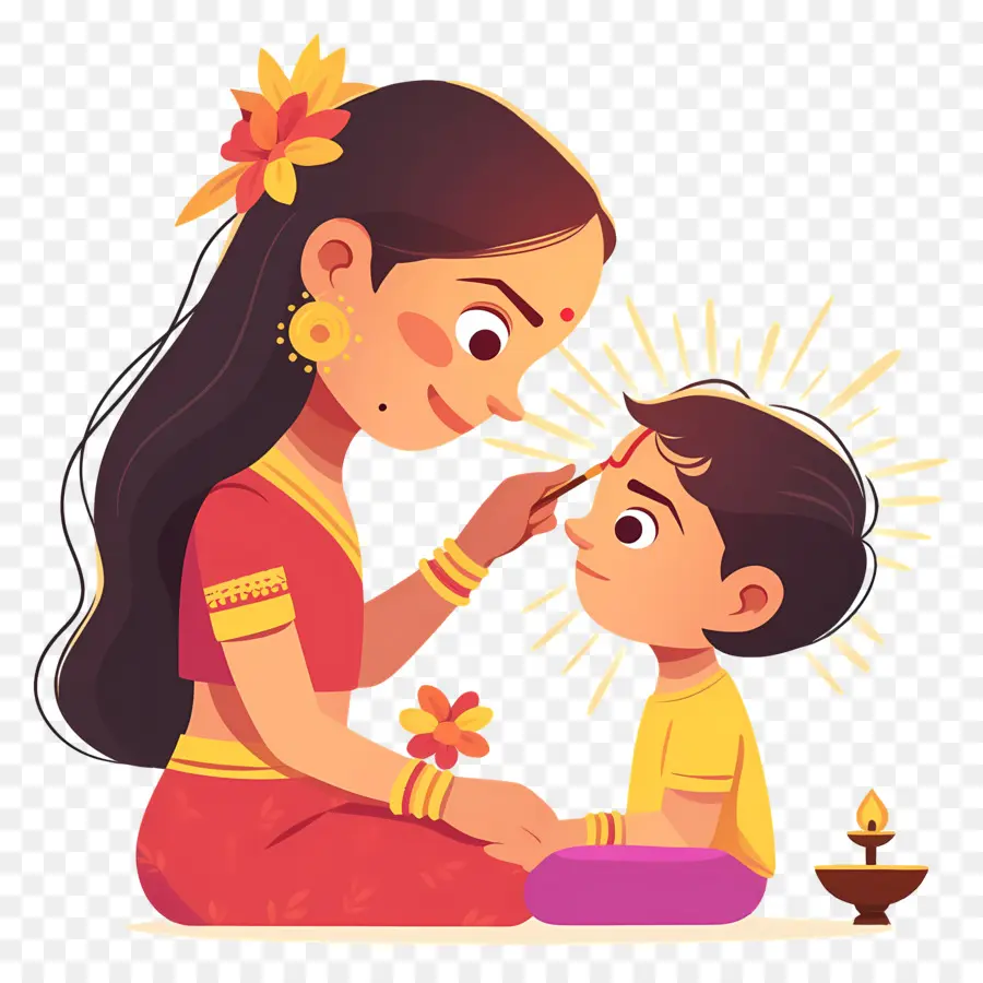 Bhai Dooj，Femme Et Enfant PNG