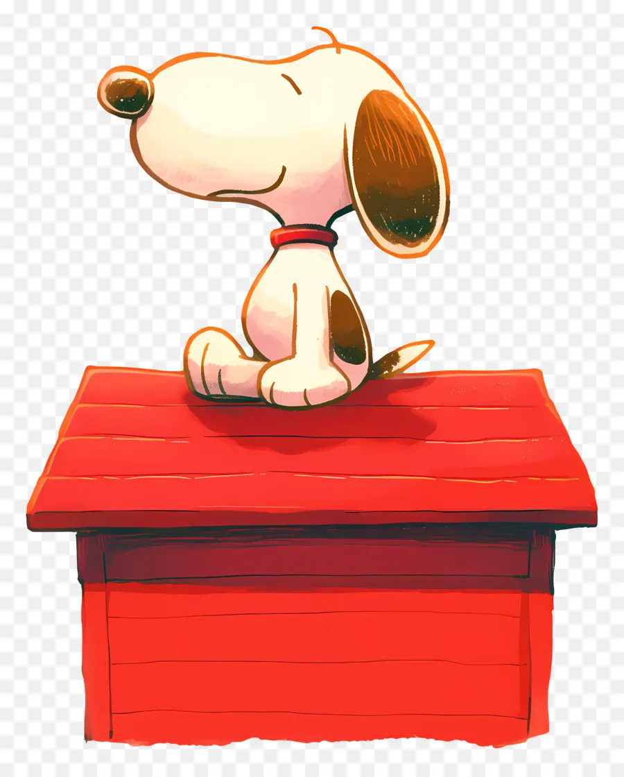 Snoopy，Chien De Dessin Animé Sur Niche Rouge PNG