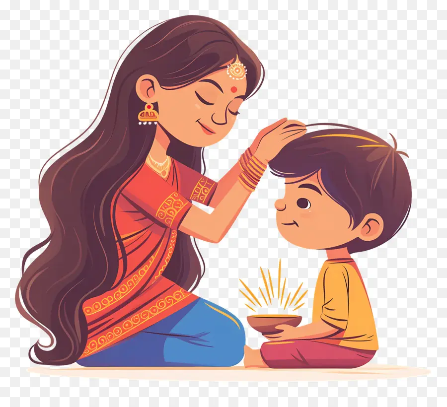 Bhai Dooj，Femme Et Enfant PNG