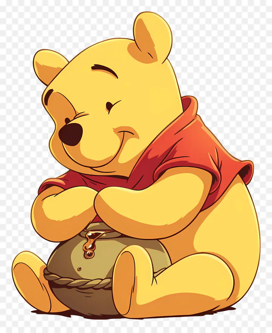 Winnie L'ourson，Ours Jaune Avec Pot De Miel PNG